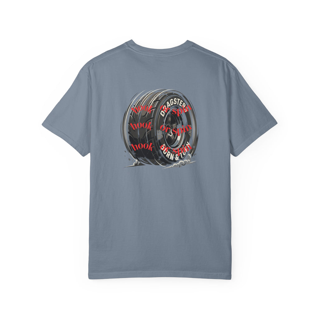 Sxty Ft. Tire Graphic T-Shirt — Vintage Dragster Wheel Tee