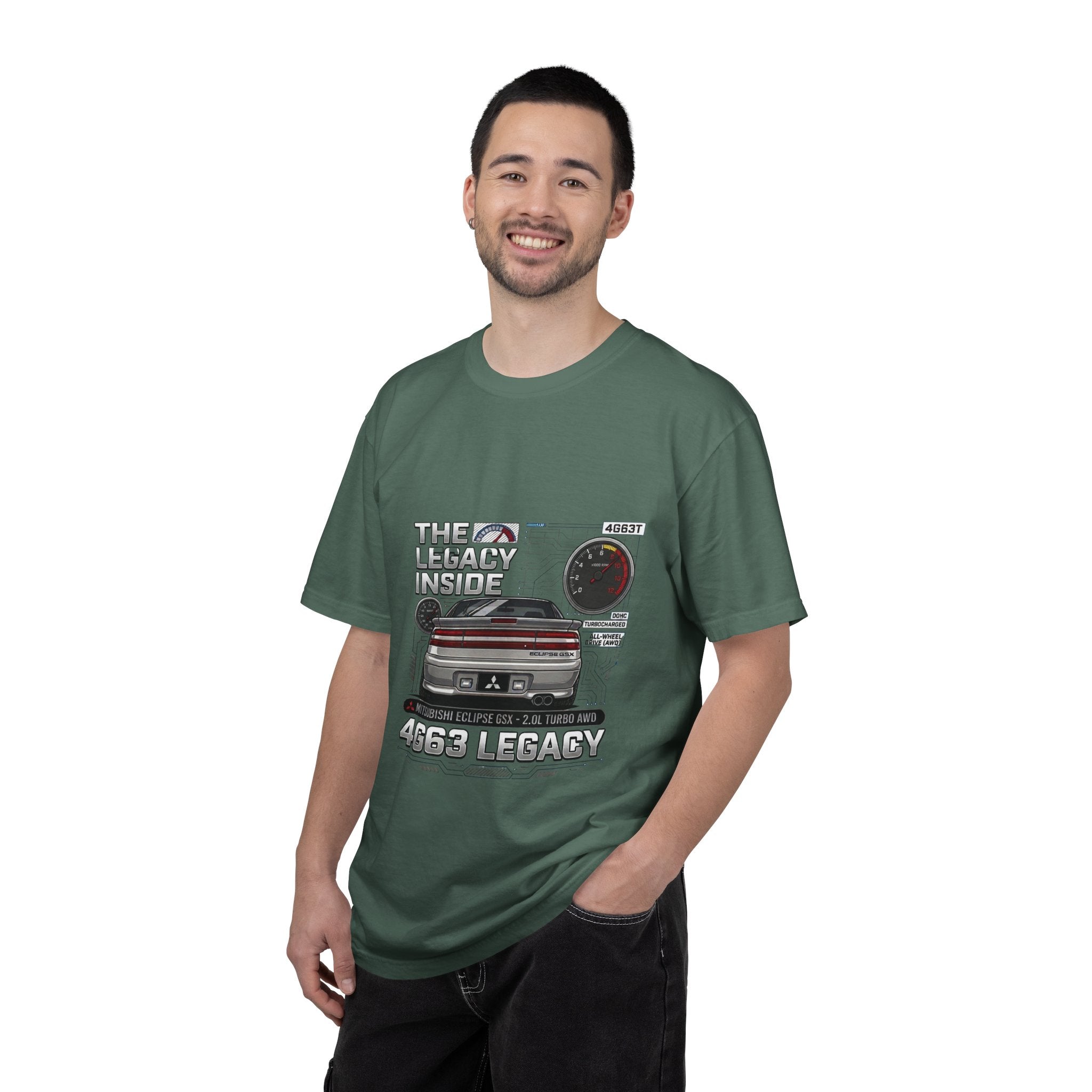 Legacy 4G63 T-Shirt – “The Legacy Inside” Mitsubishi Evo Engine Graphic