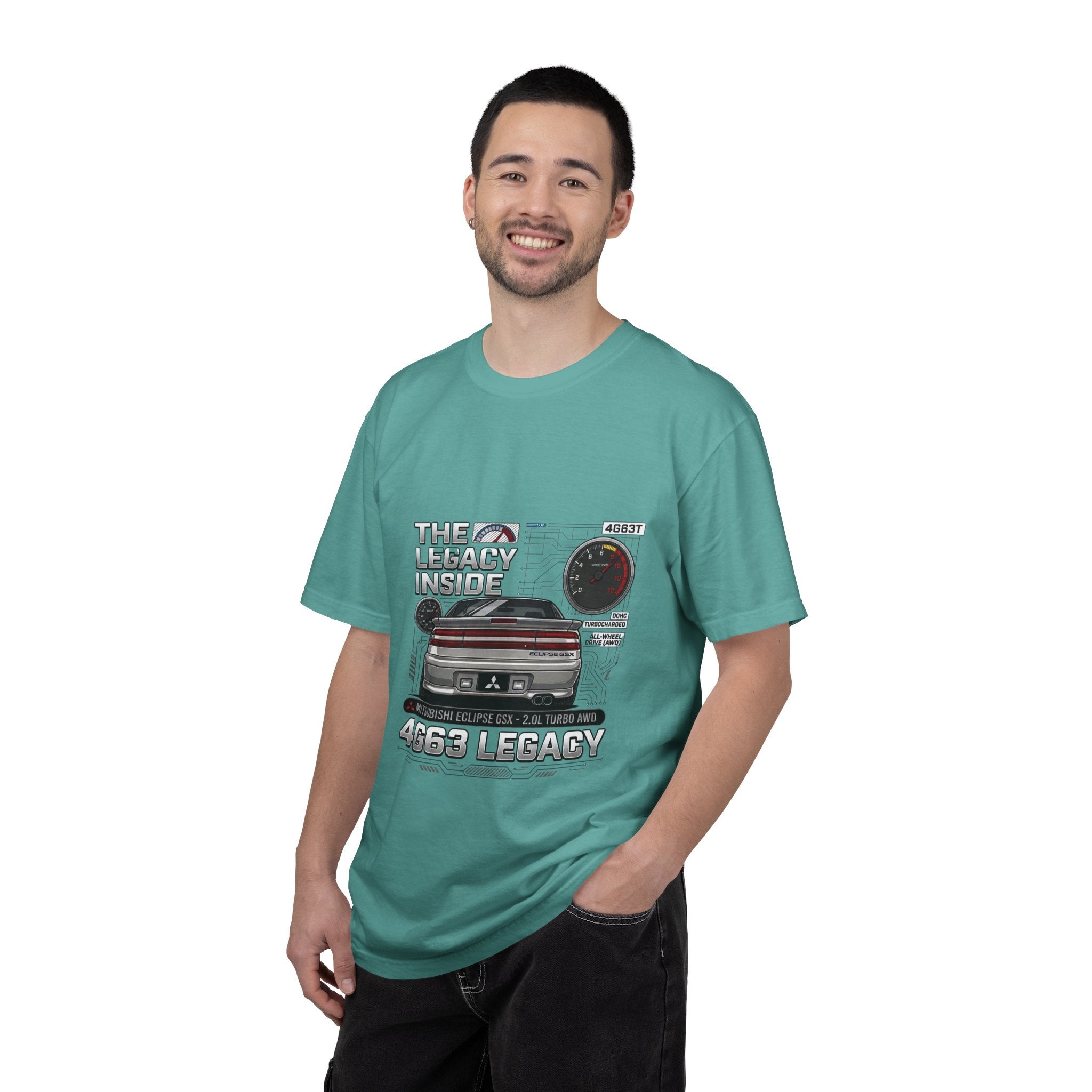 Legacy 4G63 T-Shirt – “The Legacy Inside” Mitsubishi Evo Engine Graphic
