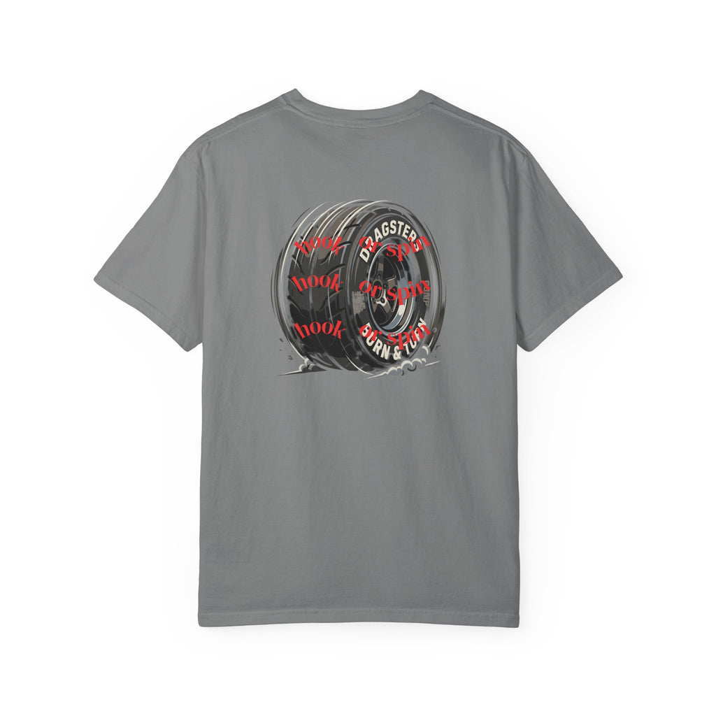 Sxty Ft. Tire Graphic T-Shirt — Vintage Dragster Wheel Tee