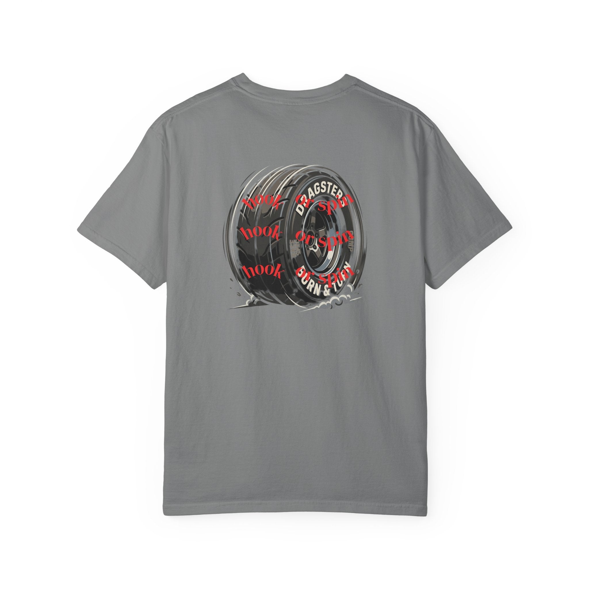 Sxty Ft. Tire Graphic T-Shirt — Vintage Dragster Wheel Tee