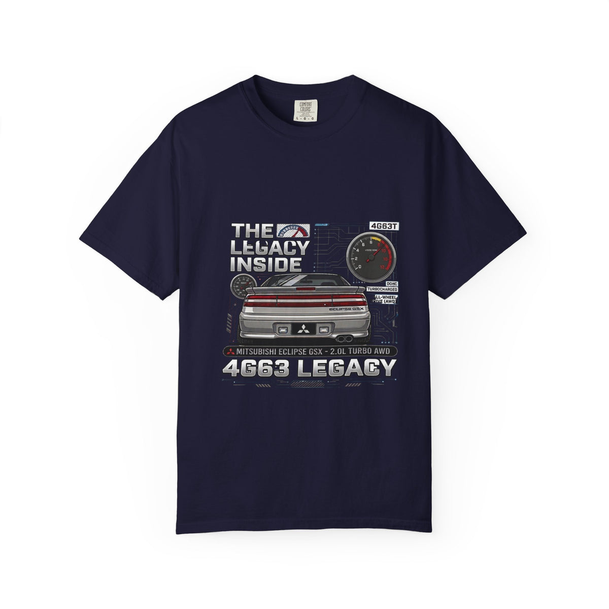 Legacy 4G63 T-Shirt – “The Legacy Inside” Mitsubishi Evo Engine Graphic