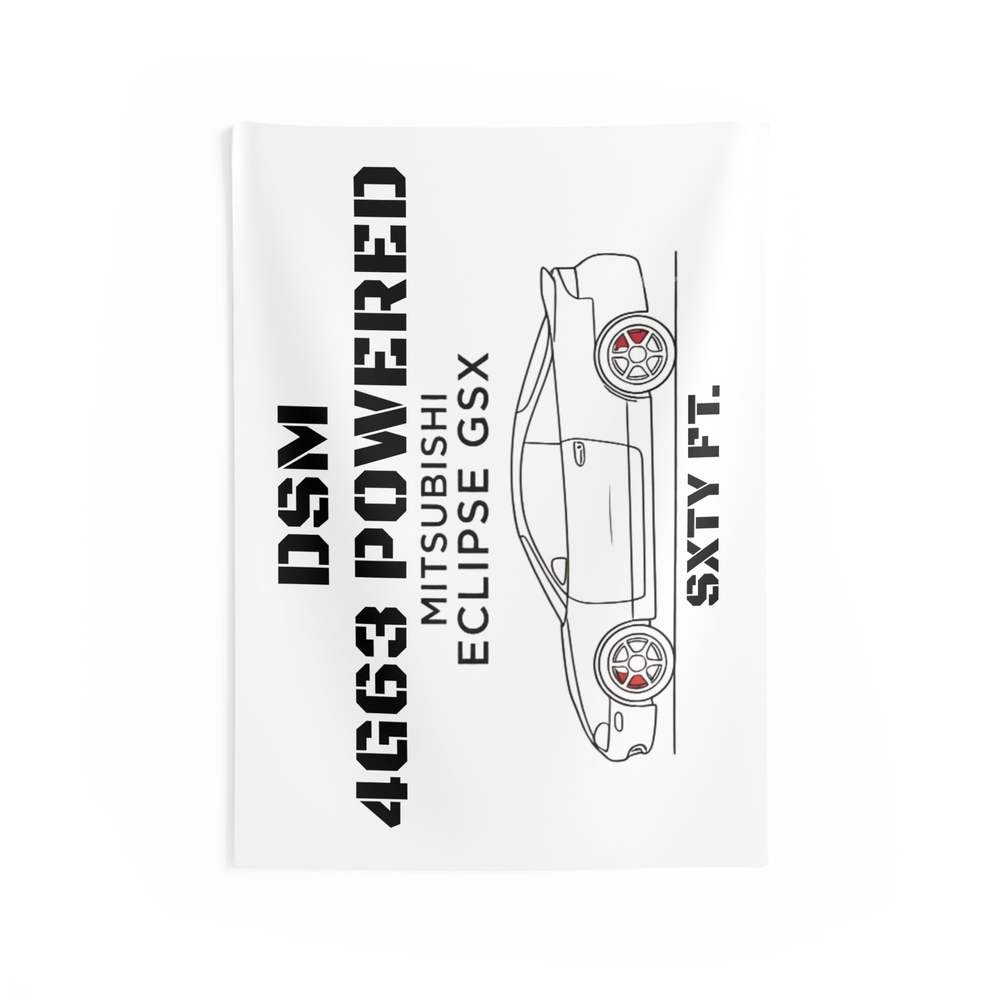 Mitsubishi Eclipse GSX Car Tapestry — DSM 4G63 Turbo Power Illustration