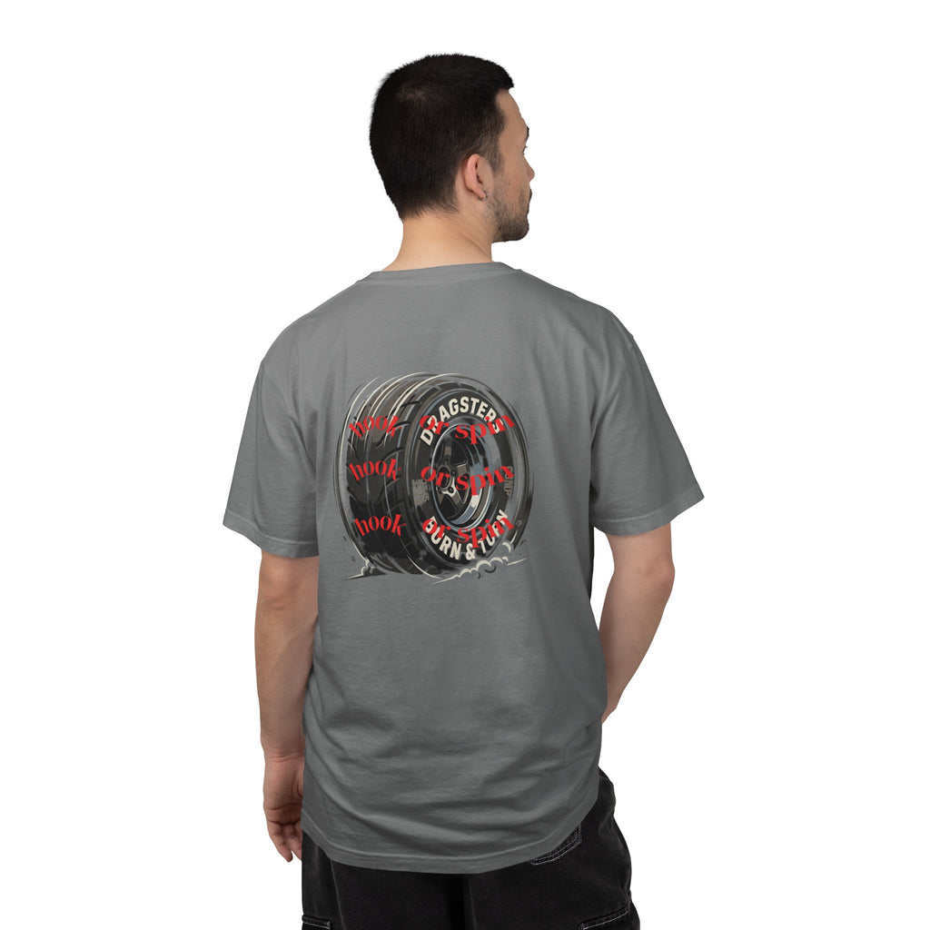 Sxty Ft. Tire Graphic T-Shirt — Vintage Dragster Wheel Tee