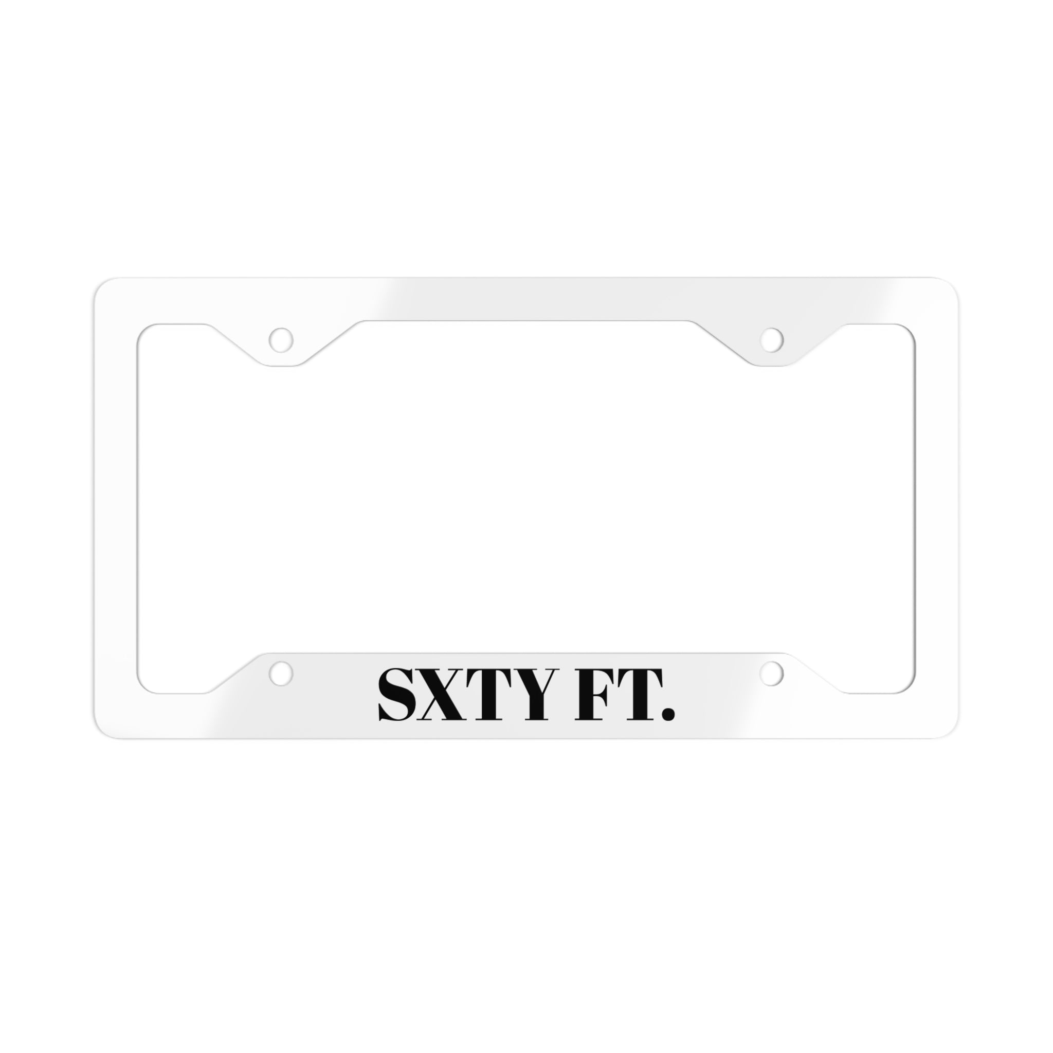 Metal License Plate Frame — 'Sxty Ft.' Stainless Steel Car Plate Trim