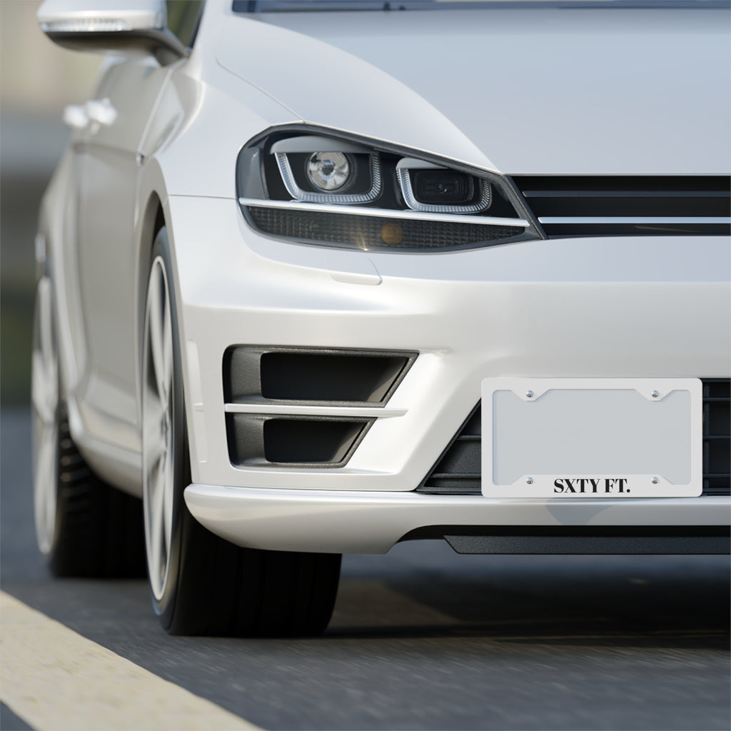 Metal License Plate Frame — 'Sxty Ft.' Stainless Steel Car Plate Trim
