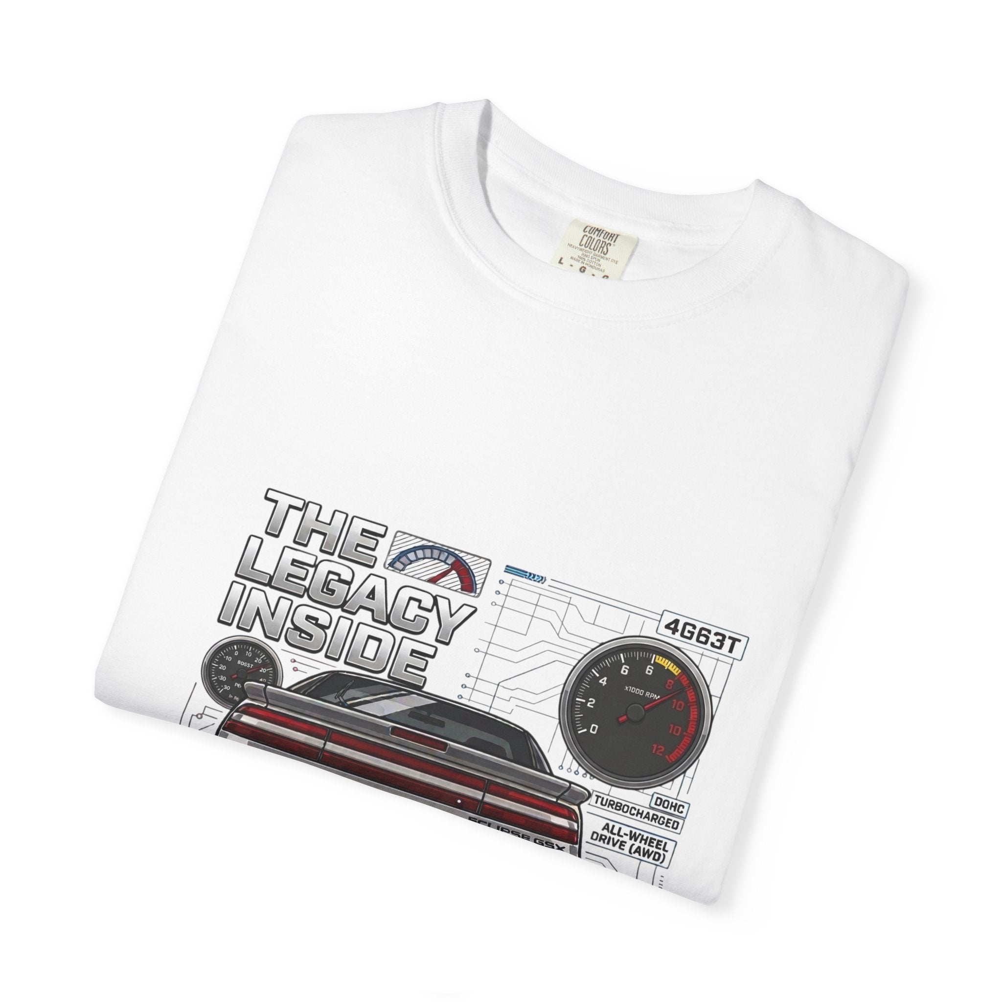 Legacy 4G63 T-Shirt – “The Legacy Inside” Mitsubishi Evo Engine Graphic
