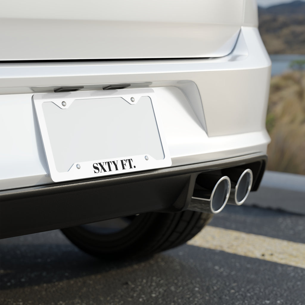 Metal License Plate Frame — 'Sxty Ft.' Stainless Steel Car Plate Trim
